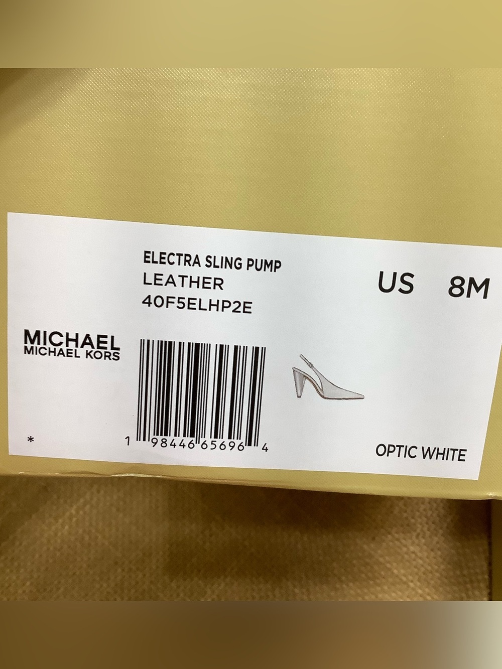 Michael Kors Electra Sling Pump Leather Optic White Size 8M - Picture 6 of 14